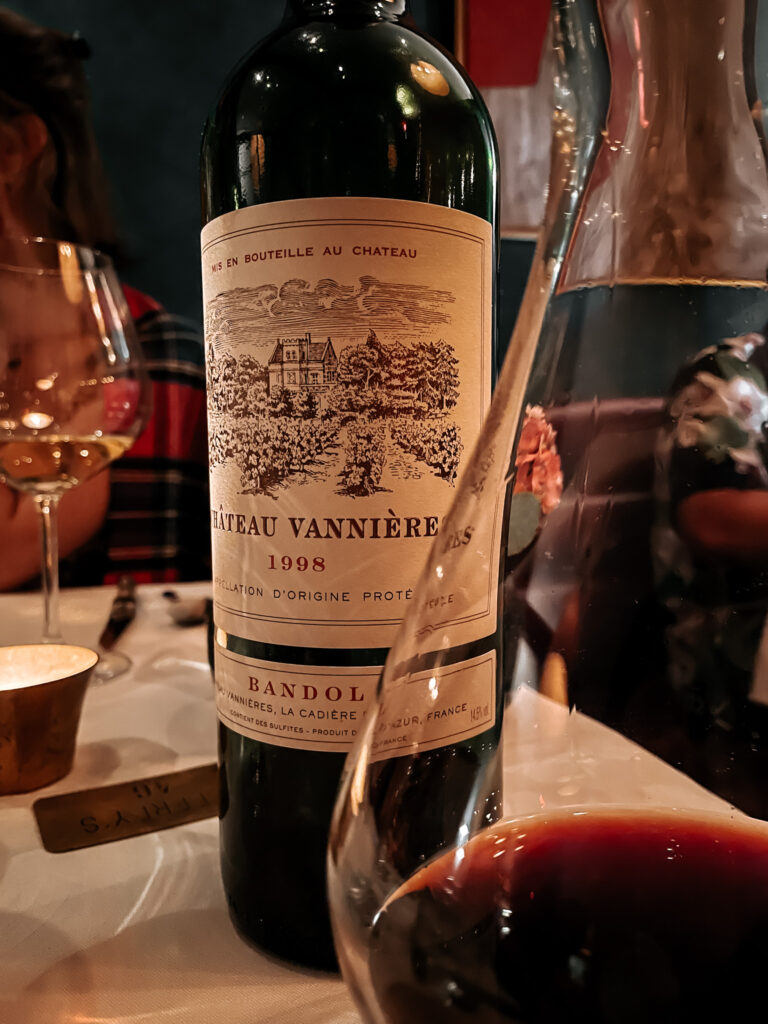 1998 Chateau Vannieres Bandol at Jeffreys fine dining and wine night in Austin texas