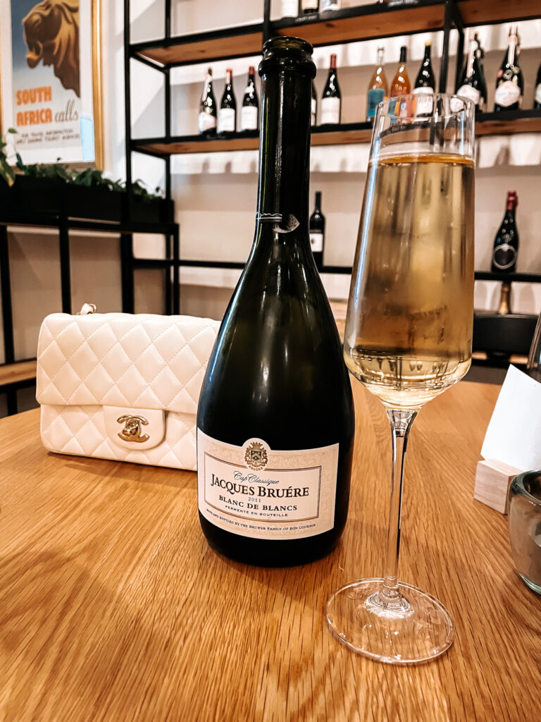 2011 Blanc de Blancs from Jacques Bruere at Cape Bottle Room a South African Wine Bar